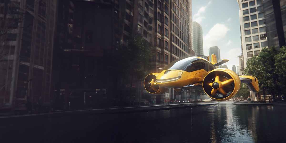 yellow futuristic drone